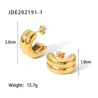 Simple Style C Shape Plating 316 Stainless Steel  Ear Studs sku image 1