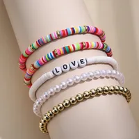 Fashion Love Soft Clay Plating Bracelets 5 Piece Set main image 5