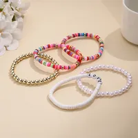 Fashion Love Soft Clay Plating Bracelets 5 Piece Set main image 4