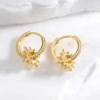 Fashion Star Moon Copper Dangling Earrings Inlay Zircon Copper Earrings main image 3