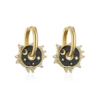 Fashion Star Moon Copper Dangling Earrings Inlay Zircon Copper Earrings sku image 2