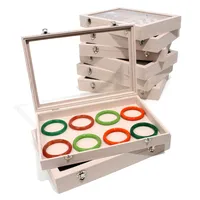 Simple Style Solid Color Wood Metal Button Jewelry Boxes main image 2