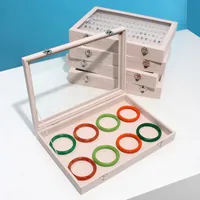 Simple Style Solid Color Wood Metal Button Jewelry Boxes main image 5