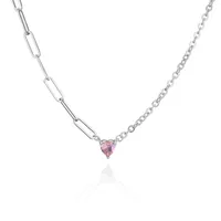 Fashion Heart Shape Metal Chain Zircon Necklace main image 2