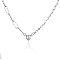 Fashion Heart Shape Metal Chain Zircon Necklace sku image 6
