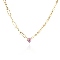 Fashion Heart Shape Metal Chain Zircon Necklace main image 3