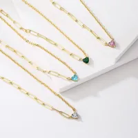 Fashion Heart Shape Metal Chain Zircon Necklace main image 1
