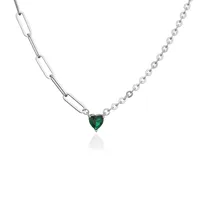 Fashion Heart Shape Metal Chain Zircon Necklace sku image 5