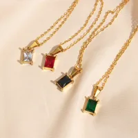 Wholesale Jewelry Glam Square 304 Stainless Steel Zircon 18K Gold Plated Plating Necklace main image 2