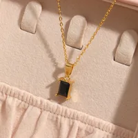 Wholesale Jewelry Glam Square 304 Stainless Steel Zircon 18K Gold Plated Plating Necklace main image 3
