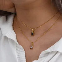 Wholesale Jewelry Glam Square 304 Stainless Steel Zircon 18K Gold Plated Plating Necklace main image 1