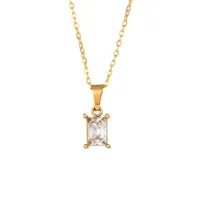 Wholesale Jewelry Glam Square 304 Stainless Steel Zircon 18K Gold Plated Plating Necklace main image 5