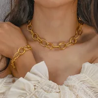 304 Stainless Steel 18K Gold Plated Simple Style Plating Geometric Necklace main image 1
