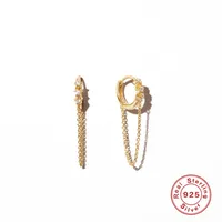 1 Pair 925 Sterling Silver Zircon Geometric Earrings main image 1