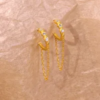 1 Pair 925 Sterling Silver Zircon Geometric Earrings main image 3