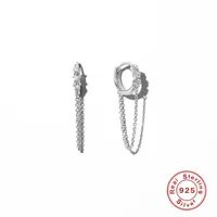 1 Pair 925 Sterling Silver Zircon Geometric Earrings main image 2