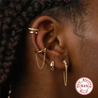 1 Pair 925 Sterling Silver Zircon Geometric Earrings main image 4