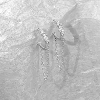 1 Pair 925 Sterling Silver Zircon Geometric Earrings main image 5