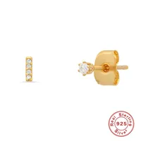 1 Pair 925 Sterling Silver Zircon Letter Ear Studs sku image 2
