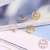 925 Sterling Silver Zircon Geometric Ear Studs main image 3