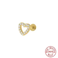 Fashion Leaf Crown Flower Sterling Silver Inlay Zircon Ear Studs 1 Piece sku image 1