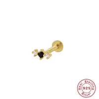 Fashion Leaf Crown Flower Sterling Silver Inlay Zircon Ear Studs 1 Piece sku image 2