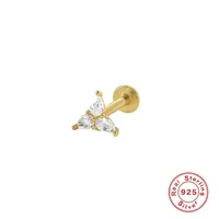 Fashion Leaf Crown Flower Sterling Silver Inlay Zircon Ear Studs 1 Piece sku image 5