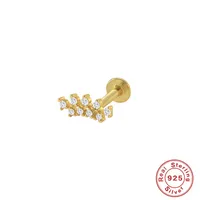 Fashion Leaf Crown Flower Sterling Silver Inlay Zircon Ear Studs 1 Piece sku image 6