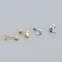Simple Style Heart Shape Sterling Silver Ear Studs Plating Metal Rhinestone 925 Silver Earrings main image 5