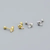 Simple Style Heart Shape Sterling Silver Ear Studs Plating Metal Rhinestone 925 Silver Earrings main image 3