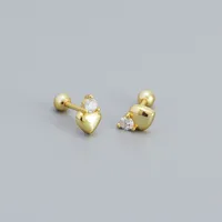 Simple Style Heart Shape Sterling Silver Ear Studs Plating Metal Rhinestone 925 Silver Earrings sku image 1