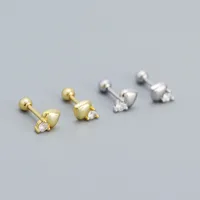Simple Style Heart Shape Sterling Silver Ear Studs Plating Metal Rhinestone 925 Silver Earrings main image 1