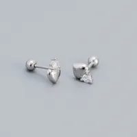Simple Style Heart Shape Sterling Silver Ear Studs Plating Metal Rhinestone 925 Silver Earrings sku image 2