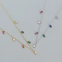 925 Sterling Silver Zircon Plating Square Necklace main image 1