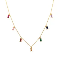 925 Sterling Silver Zircon Plating Square Necklace main image 3