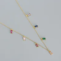 925 Sterling Silver Zircon Plating Square Necklace sku image 3