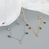 925 Sterling Silver Zircon Plating Square Necklace main image 4