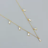 925 Sterling Silver Zircon Plating Square Necklace sku image 2