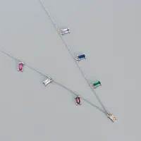 925 Sterling Silver Zircon Plating Square Necklace sku image 4