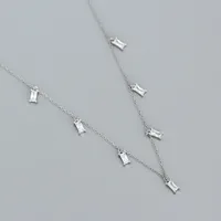 925 Sterling Silver Zircon Plating Square Necklace sku image 1