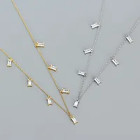 925 Sterling Silver Zircon Plating Square Necklace main image 5