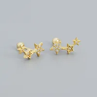 Sweet Star Sterling Silver Ear Studs Plating Zircon 925 Silver Earrings sku image 2