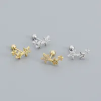 Sweet Star Sterling Silver Ear Studs Plating Zircon 925 Silver Earrings main image 2