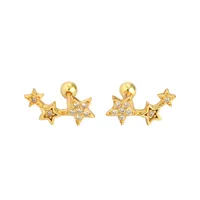 Sweet Star Sterling Silver Ear Studs Plating Zircon 925 Silver Earrings main image 1