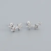 Sweet Star Sterling Silver Ear Studs Plating Zircon 925 Silver Earrings sku image 1