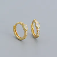 925 Sterling Silver Zircon Circle Earrings sku image 4