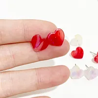 Simple Style Heart Shape Lightning Arylic Heart Arylic Ear Studs 1 Pair main image 5