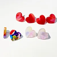 Simple Style Heart Shape Lightning Arylic Heart Arylic Ear Studs 1 Pair main image 4