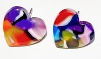 Simple Style Heart Shape Lightning Arylic Heart Arylic Ear Studs 1 Pair sku image 2