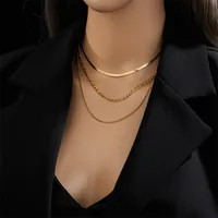 Stainless Steel 18K Gold Plated Simple Style Gold Plated Geometric No Inlaid Layered Necklaces main image 5